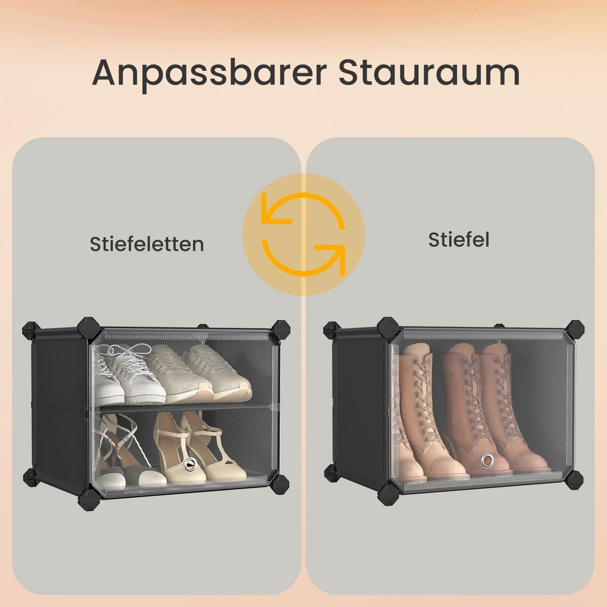 Schuhregal Schwarz, Weiß B: 82 Cm - Schwarz/Weiß, Basics, Kunststoff/Metall (82/92/32cm)