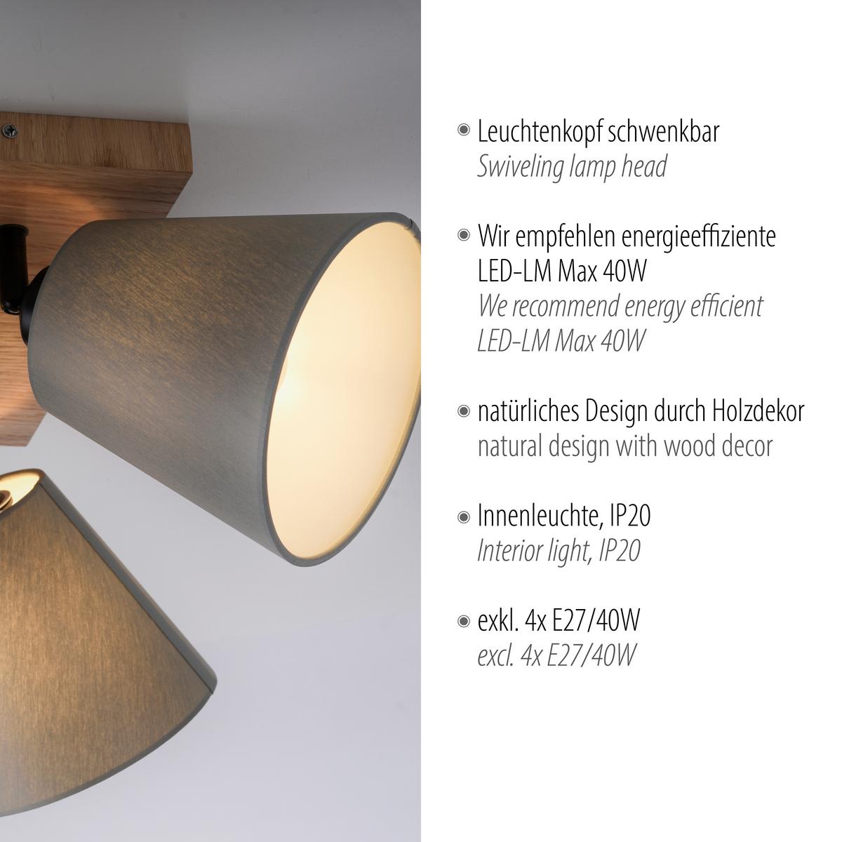 Deckenleuchte 11583-79 Gerda - Natur, Holzwerkstoff/Metall (77/28/26cm)