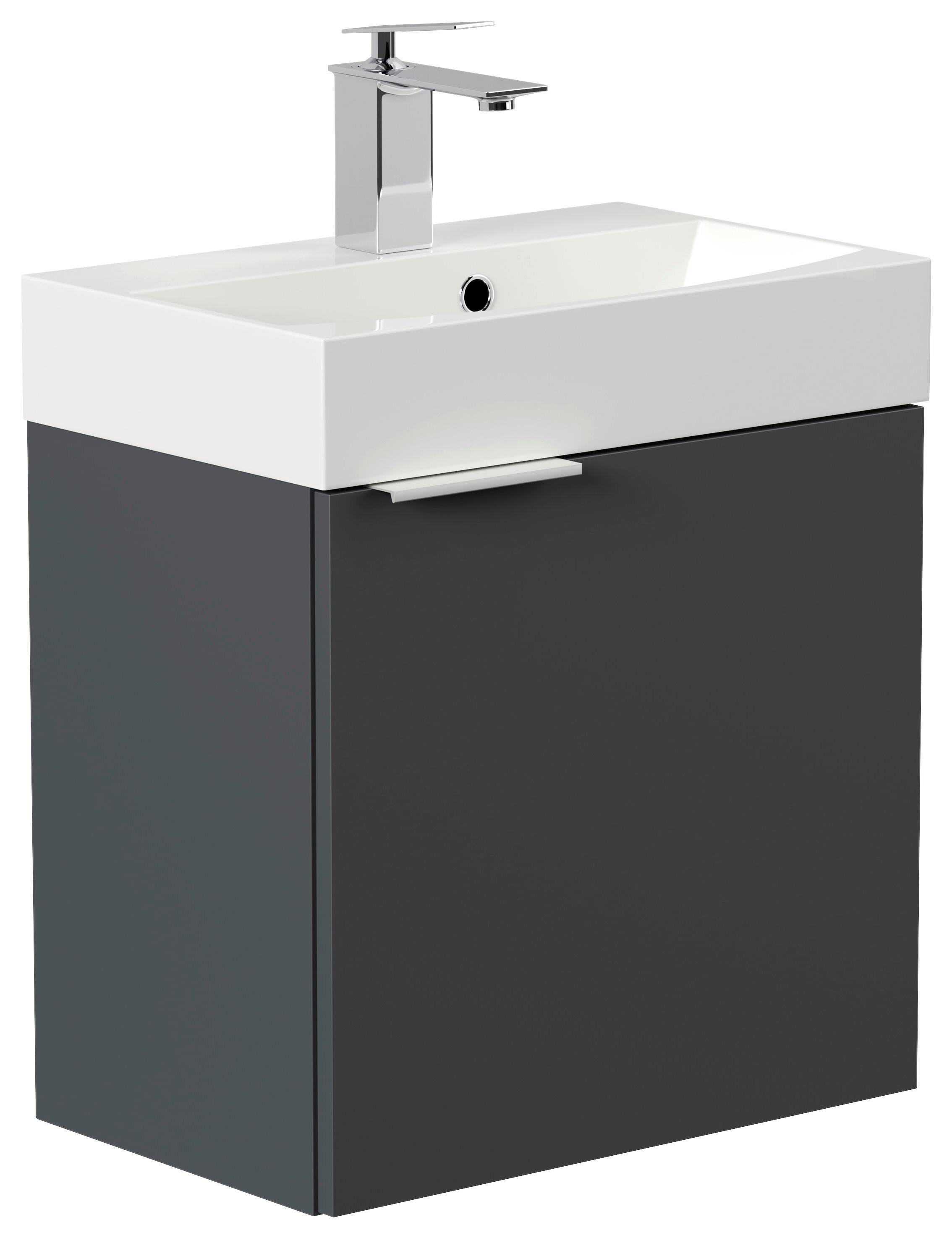 Gästebad Cubi Graphitfarben B: 50 cm - Graphitfarben/Weiß, MODERN, Holzwerkstoff/Stein (50cm) - MID.YOU