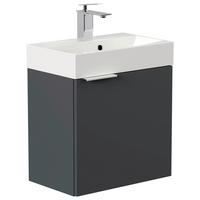 Gästebad Cubi Graphitfarben B: 50 cm - Graphitfarben/Weiß, MODERN, Holzwerkstoff/Stein (50cm) - MID.YOU