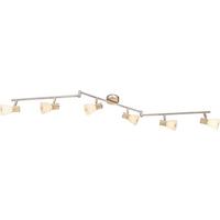 Strahler Gylfi 6-Flammig verstellbar L: 145 cm - Nickelfarben, LIFESTYLE, Glas/Naturmaterialien (145/145/18cm) - Globo