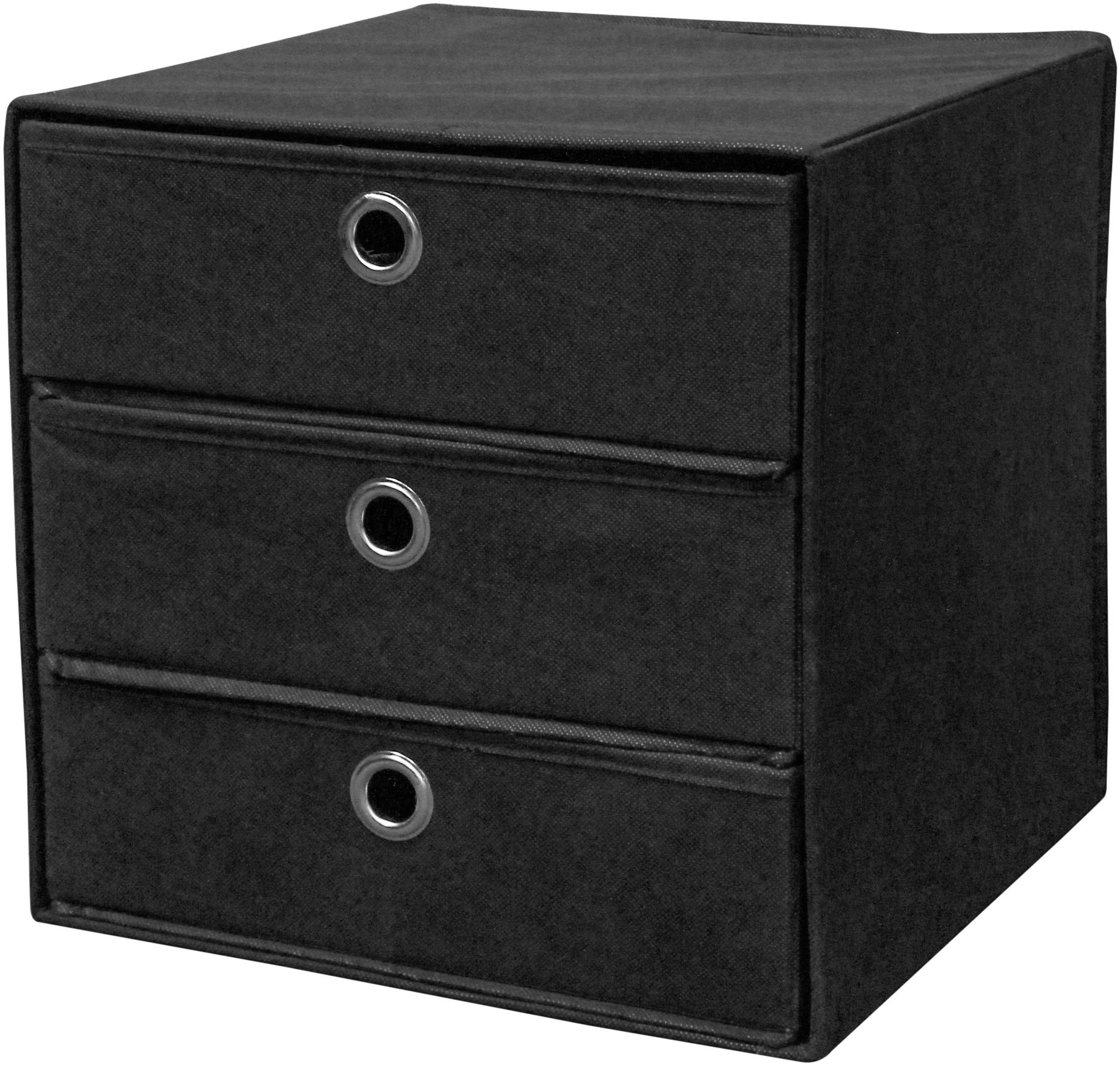 ZÁSUVKOVÝ BOX LISA - černá, Moderní, kov/textil (32/32/32cm)