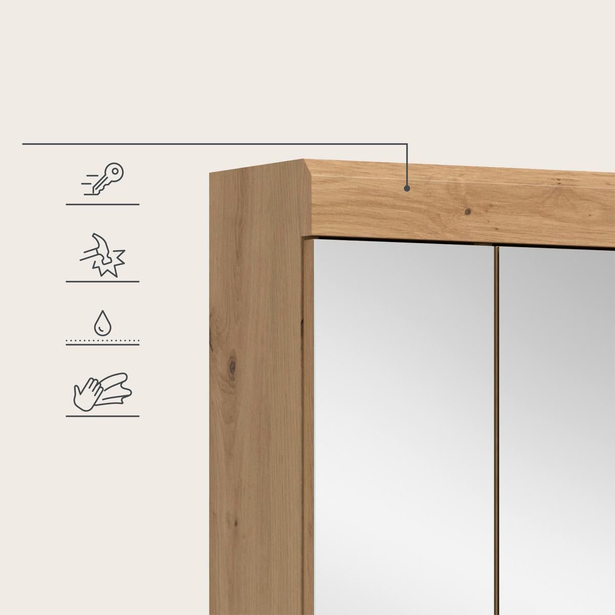 Spiegelschrank Scout Eiche Artisan Dekor B: 60cm - Eiche Artisan, Trend, Glas/Holzwerkstoff (60/79/18cm) - MID.YOU