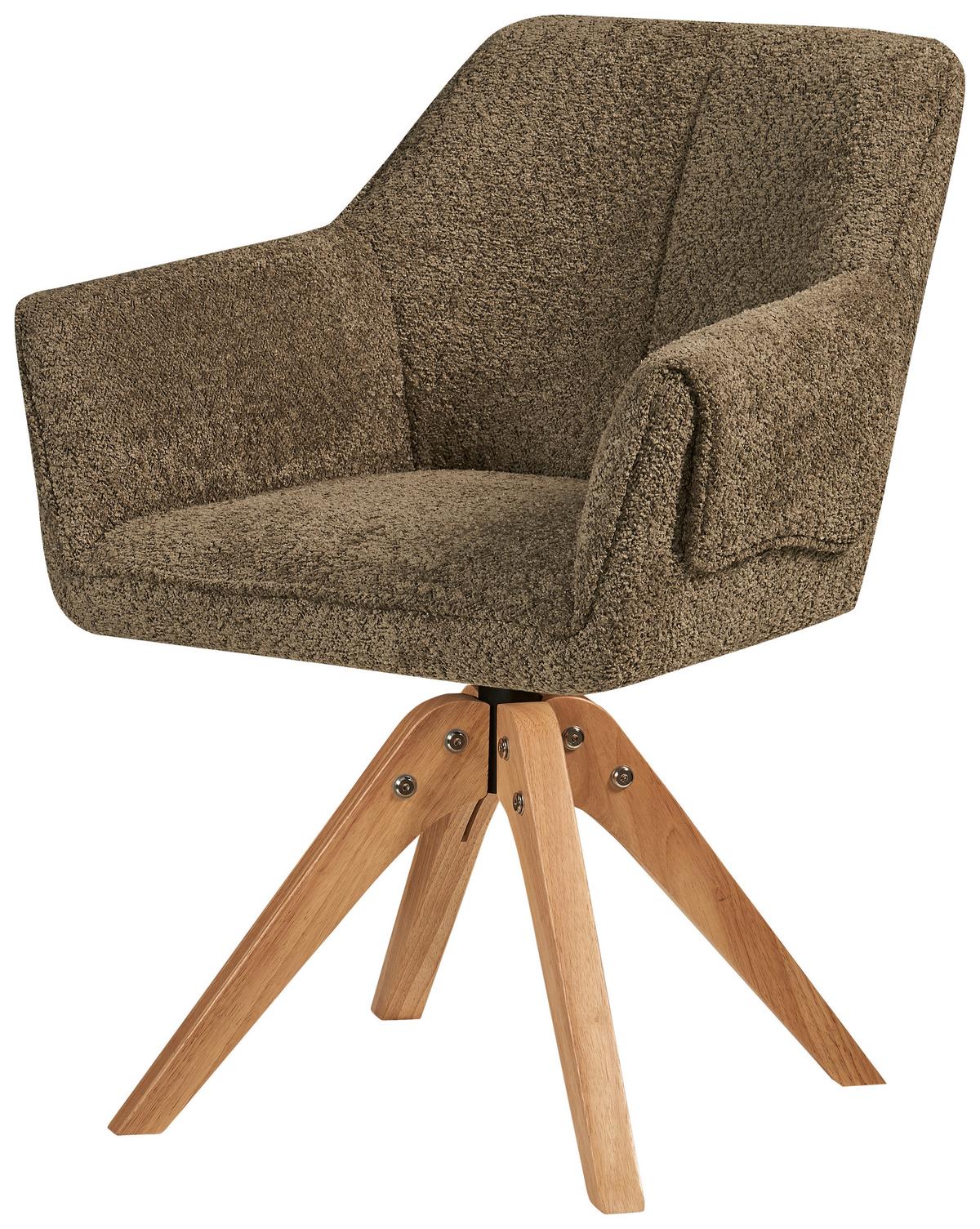 Stolička s podrúčkami hnedá - hnedá, Modern, drevo/textil (60/86,5/63,5cm) - MID.YOU