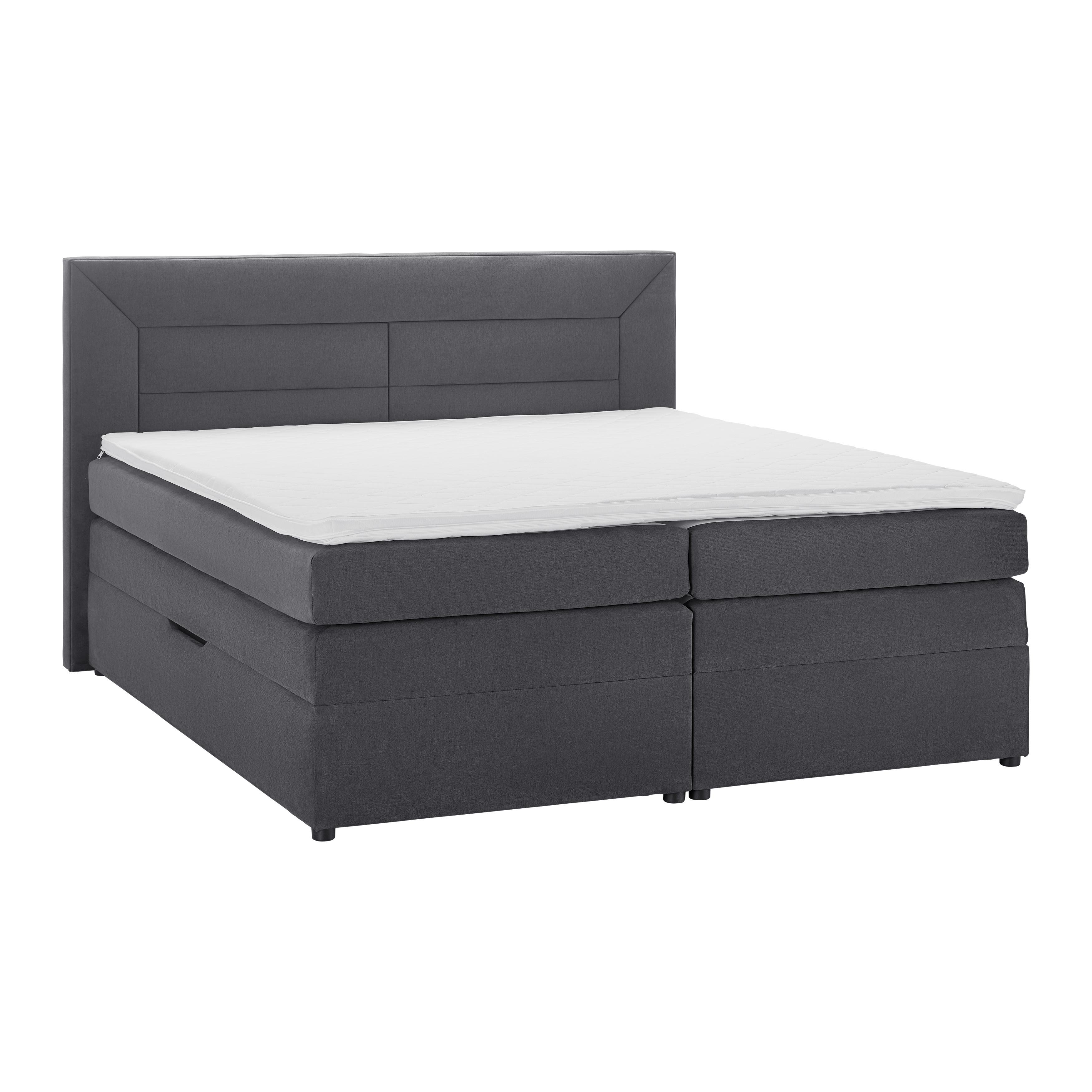 Posteľ Boxspring s topperom Maja, 180x200 - čierna/sivá, Modern, drevo/textil (180/200cm) - Bessagi Home