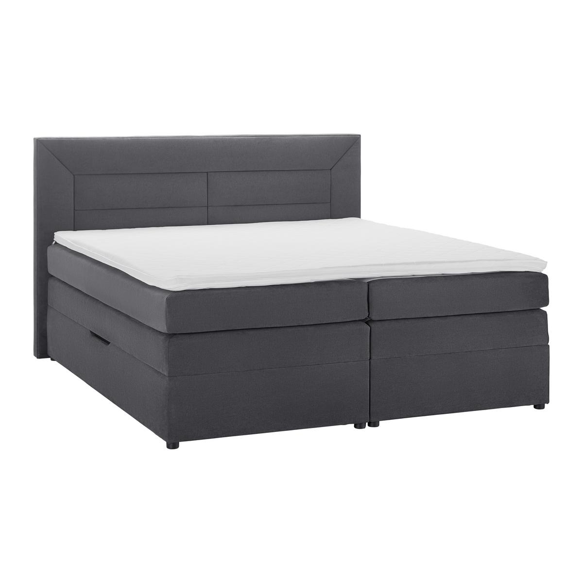 Postel Boxspring s topperem Maja, 180x200 - šedá/černá, Moderní, dřevo/textil (180/200cm) - Bessagi Home