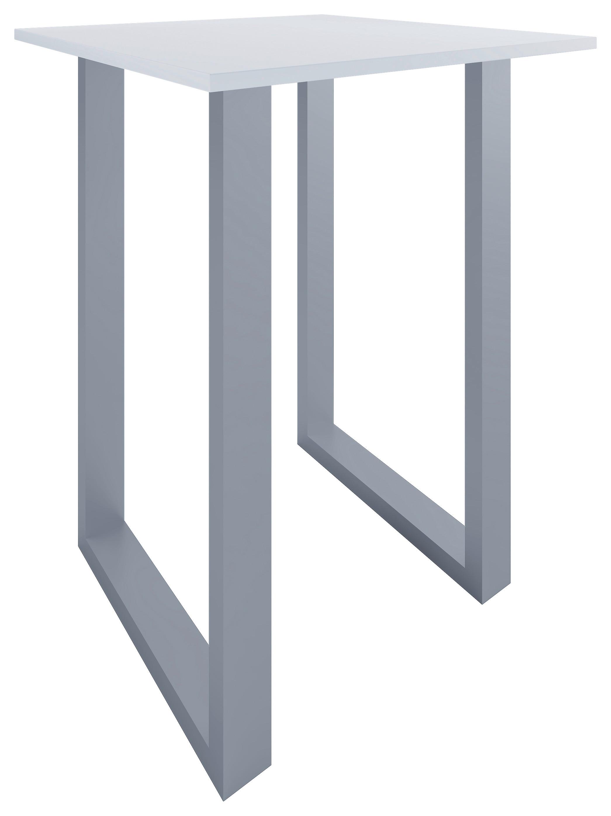 Bartisch Xona 80x80x120 Cm Weiß, Silberfarben - Silberfarben/Weiß, KONVENTIONELL, Holzwerkstoff/Metall (80/80/102cm)