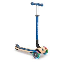 Kinder-dreiradscooter Globber Primo, Blau, Klappbar - Blau/Birkefarben, Basics, Holz/Kunststoff (56/77,5/28cm)