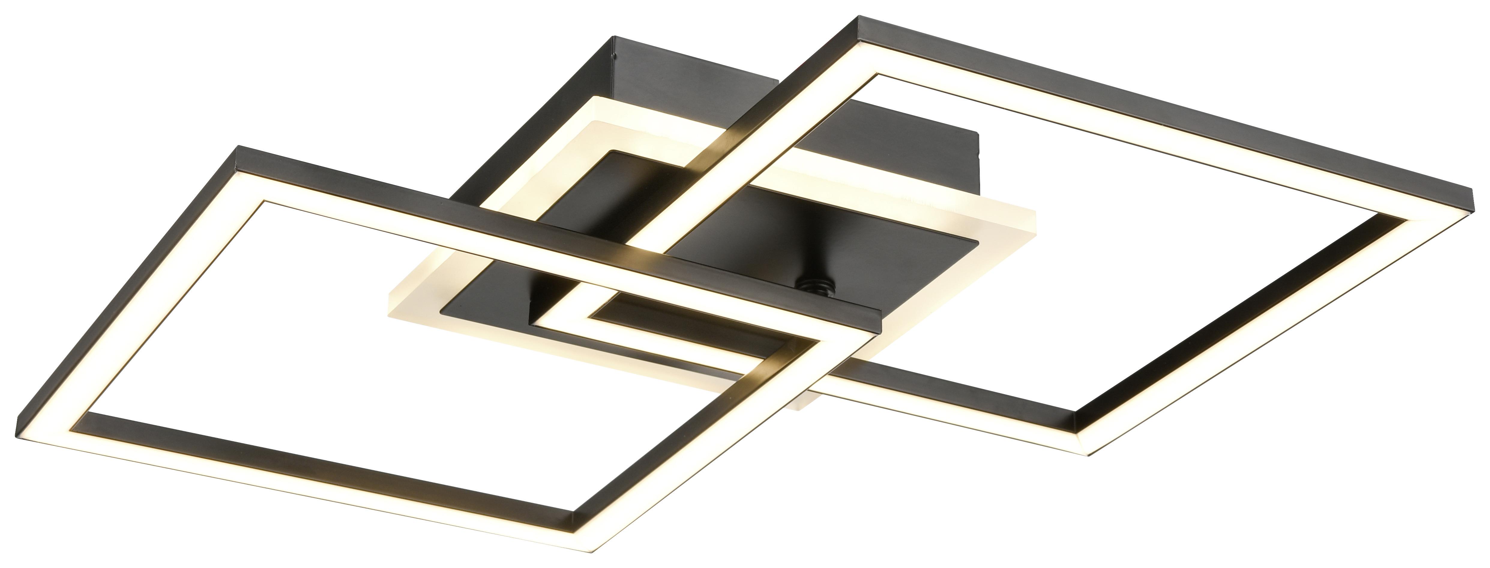 LED-Deckenleuchte Junis L: 57 cm Warmweiß - Schwarz, MODERN, Kunststoff/Metall (57/35,3/8cm) - Luca Bessoni