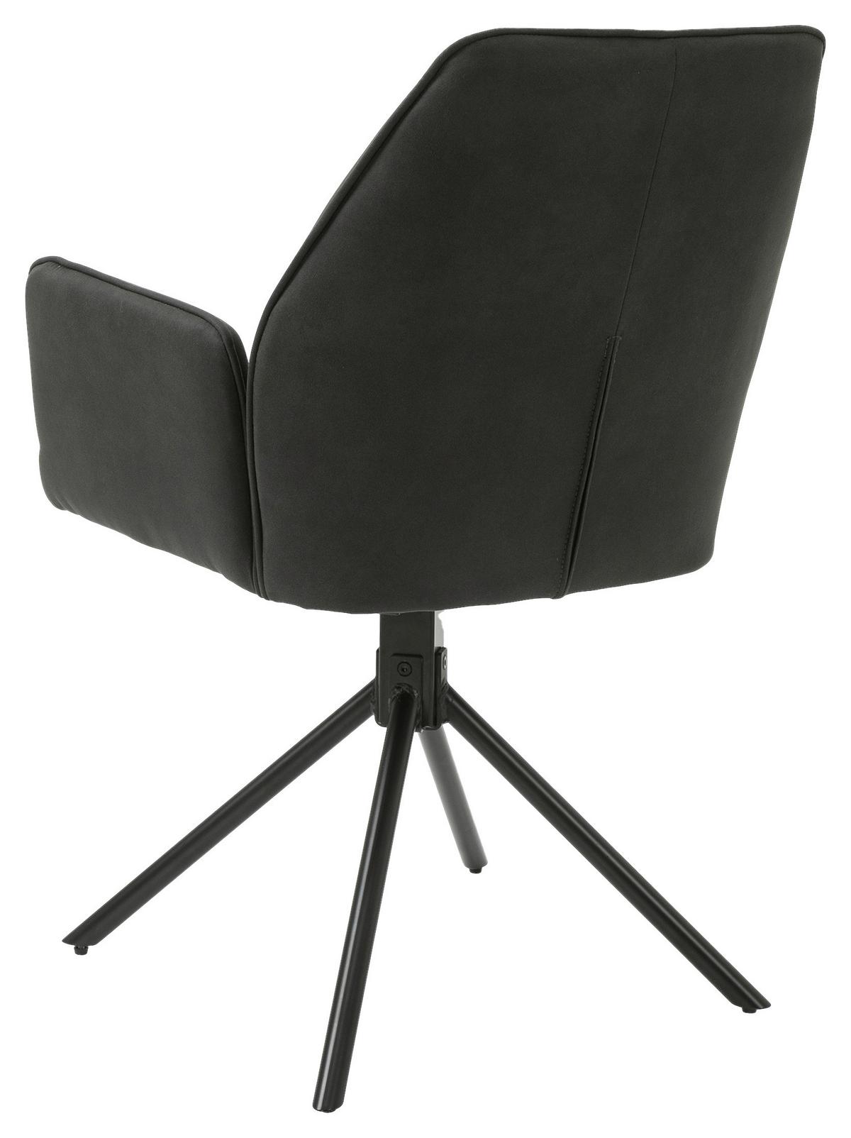 Armlehnstuhl Blair Anthrazit Gepolstert 2-Er Set - Anthrazit/Schwarz, KONVENTIONELL, Textil/Metall (57/89/61cm) - MID.YOU