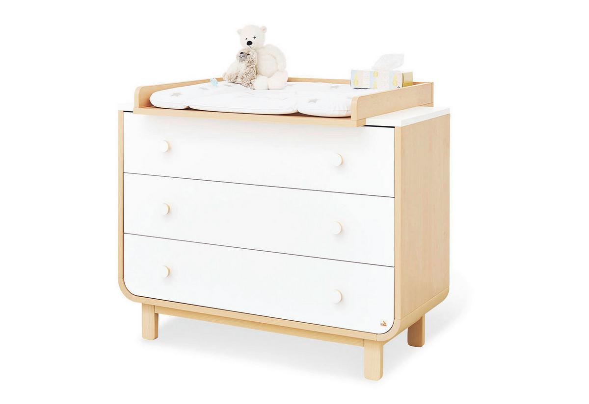 Babyzimmer 100043bg Round - Ahornfarben/Weiß, Design, Holzwerkstoff - Pinolino