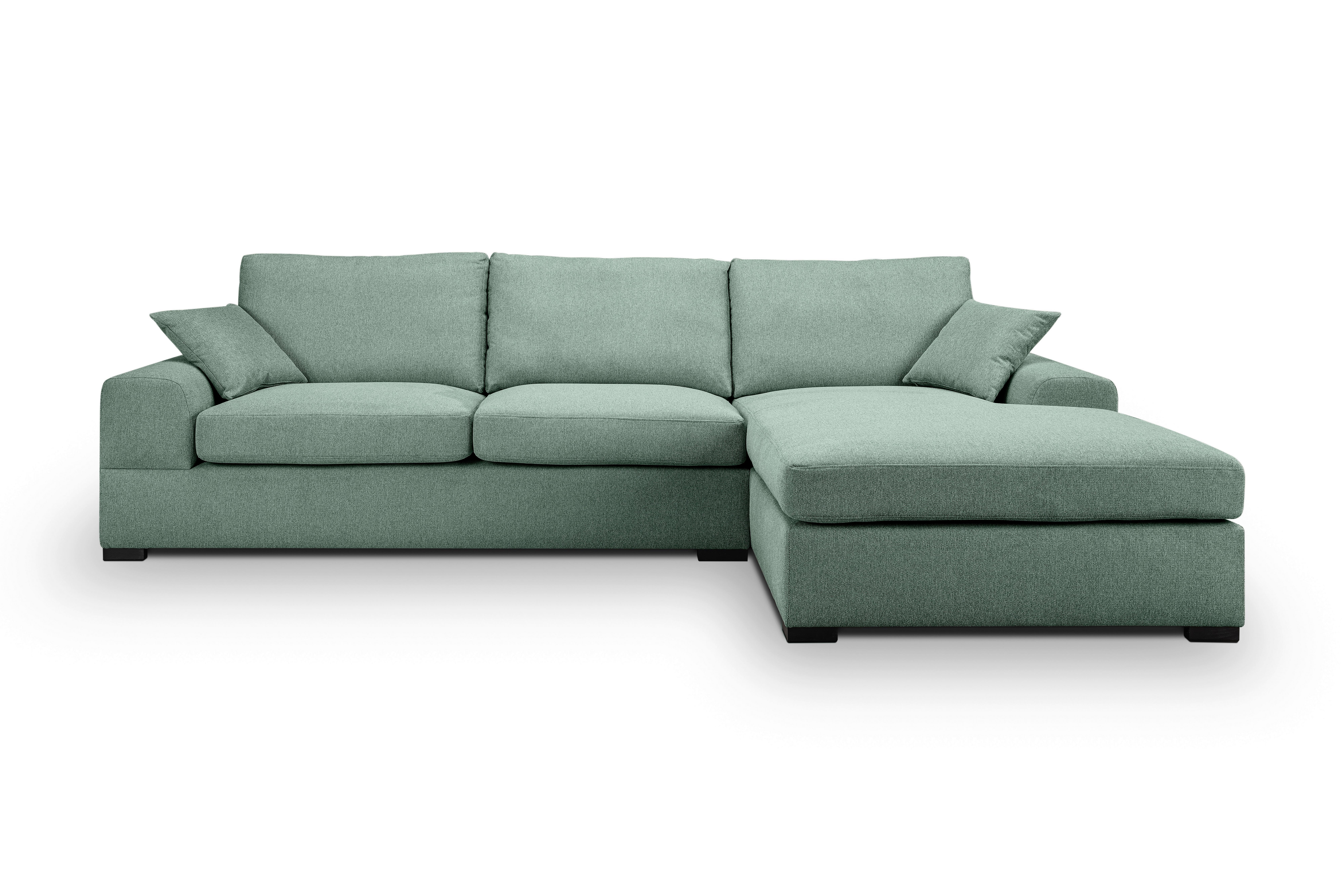 Ecksofa Veda Petrol S: 308x186 cm - Beige/Petrol, Basics, Holz/Textil (308/186cm) - MID.YOU