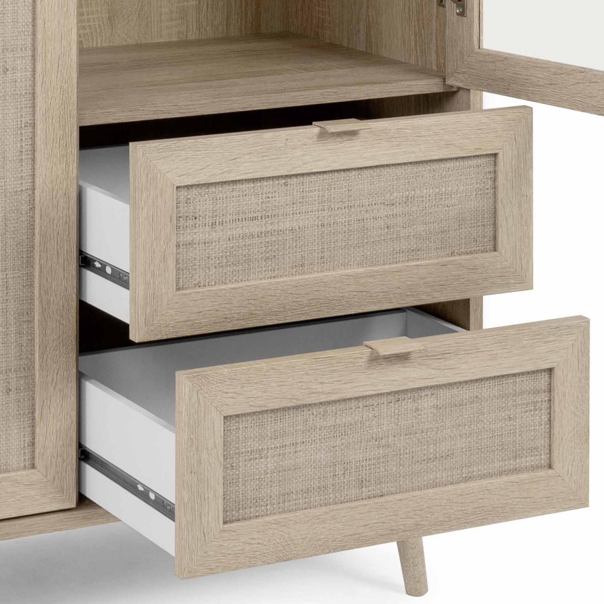 Highboard + Glastür 101,5 Cm Bali, Eiche/geflechtoptik - Sonoma Eiche, Natur, Glas/Holzwerkstoff (101,5/139/40cm) - MID.YOU