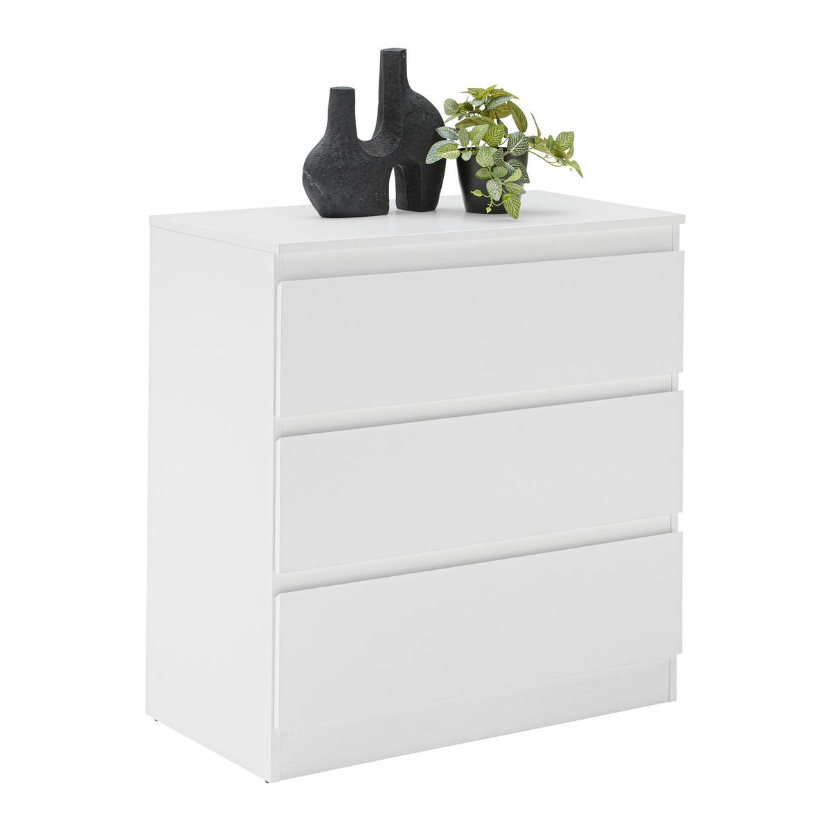 KOMODA MARA - čierna/biela, Konventionell, kompozitné drevo/plast (77/80/42cm) - Mömax