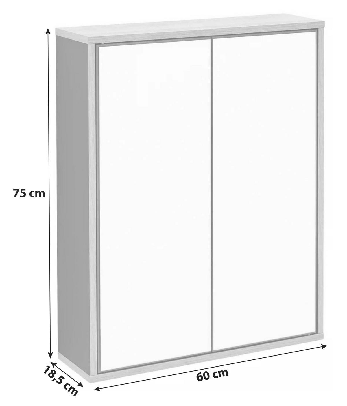 Spiegelschrank Finn 2-Türig BxHxT: 60x75x18,5 cm Anthrazit - Eichefarben/Anthrazit, MODERN, Glas/Holzwerkstoff (60/75/18,5cm) - MID.YOU