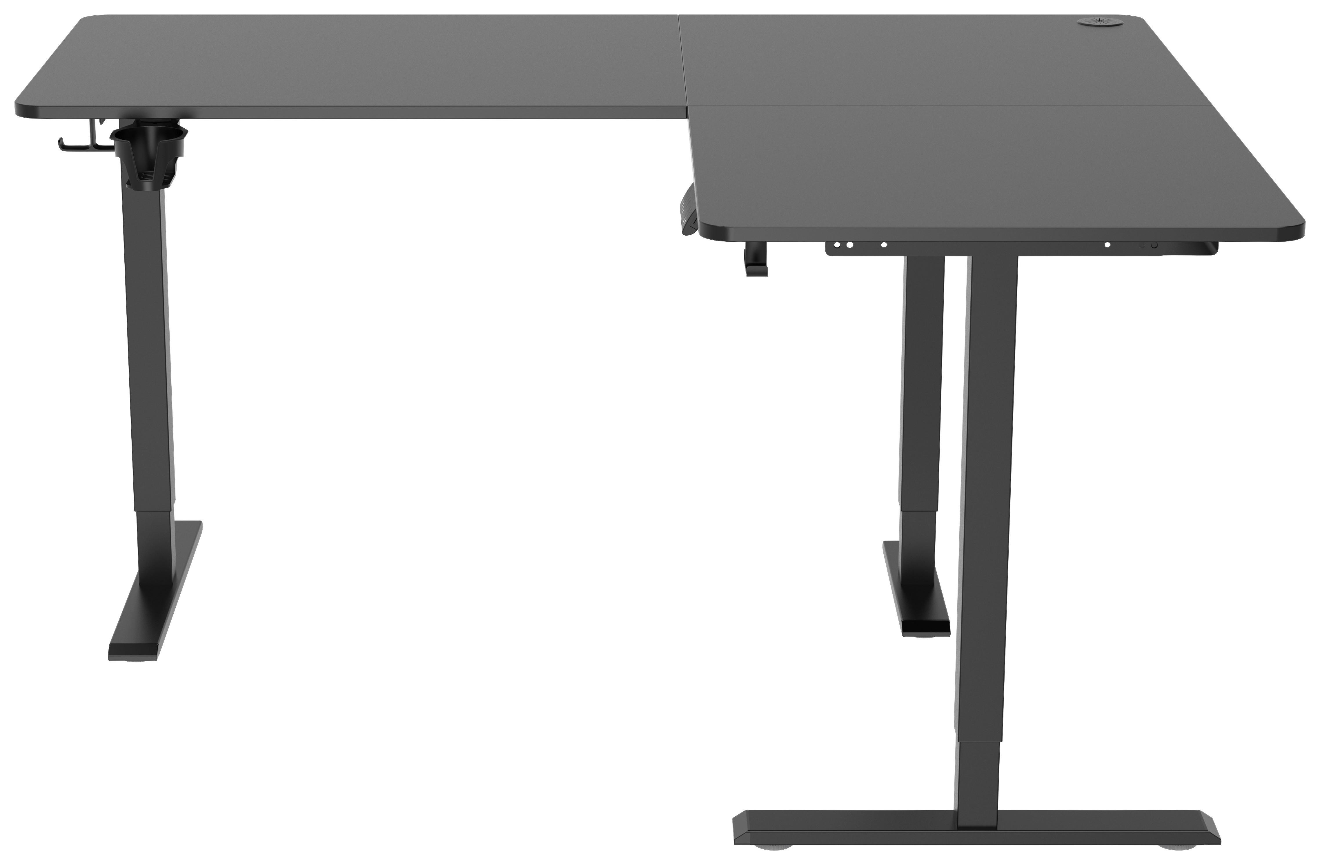 Eckschreibtisch Nimi Schwarz L: 160cm - Schwarz, MODERN, Holzwerkstoff/Kunststoff (160/140/72-117cm) - Livetastic