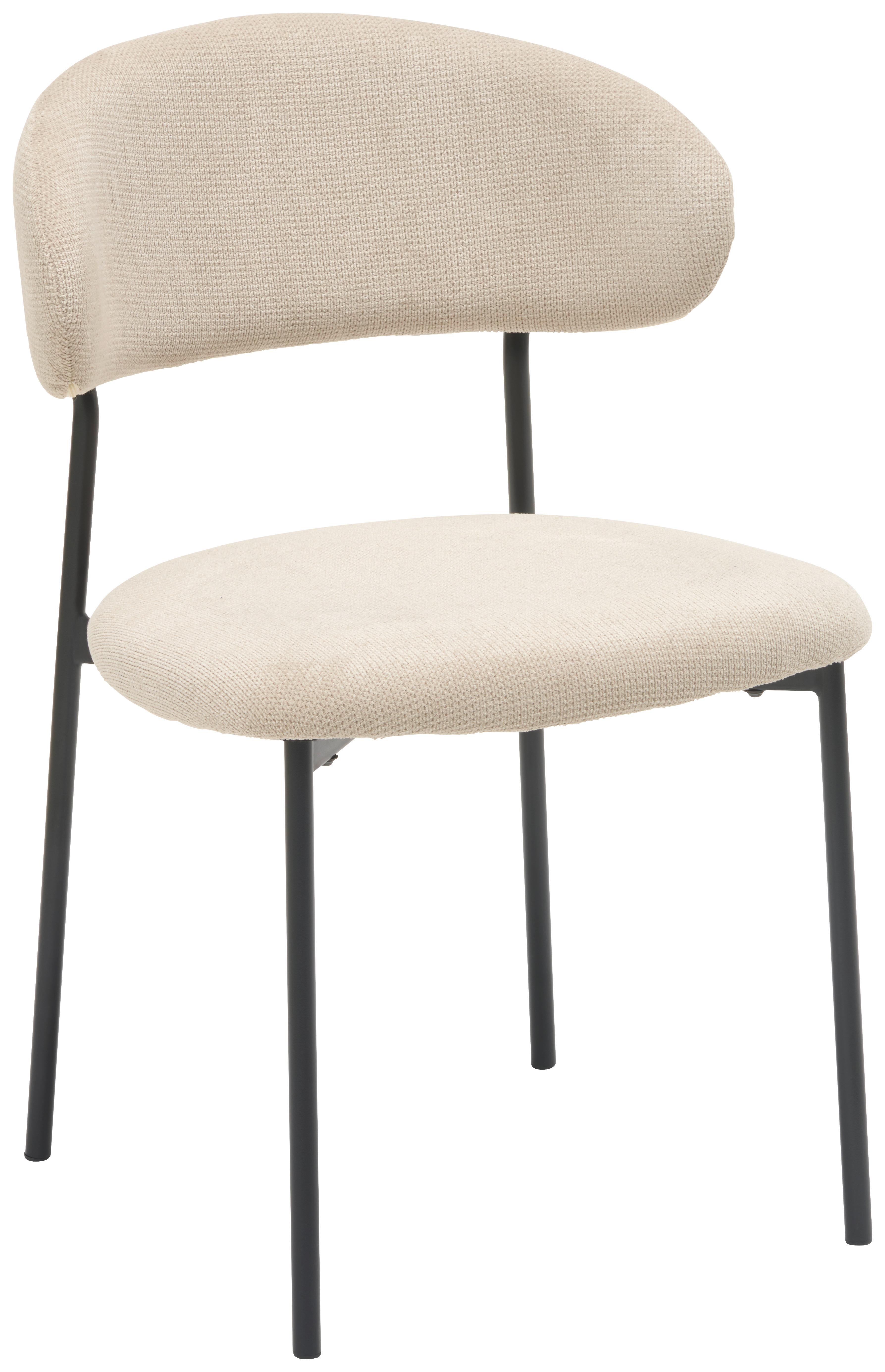 Vierfußstuhl Fenja Webstoff Beige, B: 53 cm - Beige/Schwarz, KONVENTIONELL, Textil/Metall (53/80/57cm) - MID.YOU