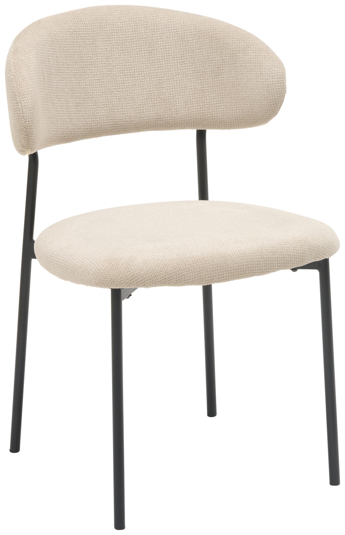 Vierfußstuhl Fenja Webstoff Beige, B: 53 Cm - Beige/Schwarz, KONVENTIONELL, Textil/Metall (53/80/57cm) - MID.YOU
