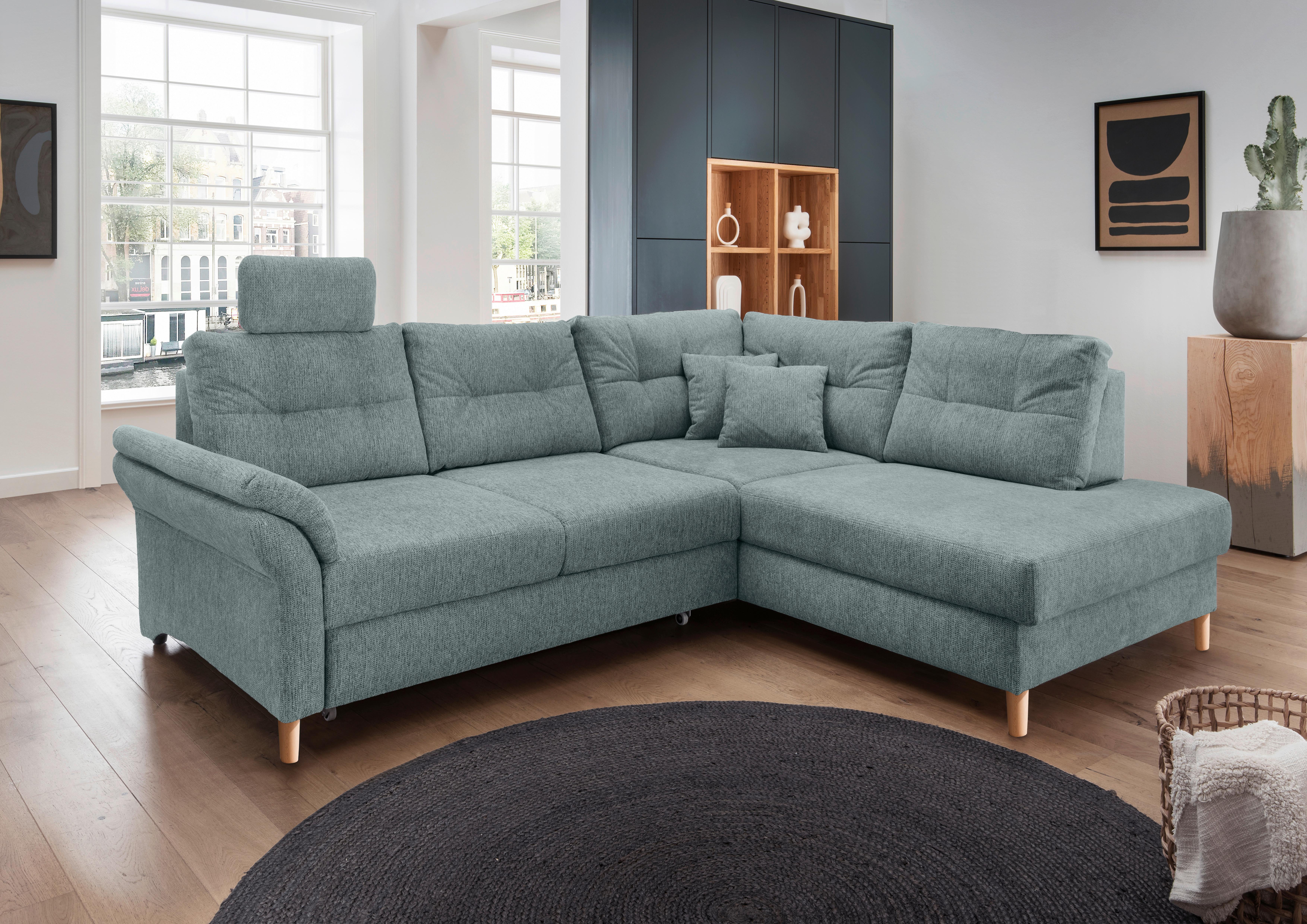 Ecksofa Brizzini, Blau S: 264x206 Cm - Blau/Naturfarben, MODERN, Textil (264/206cm) - Livetastic
