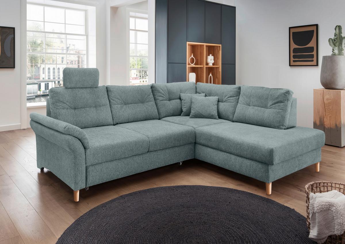 Ecksofa Brizzini, Blau S: 264x206 Cm - Blau/Naturfarben, MODERN, Textil (264/206cm) - Livetastic