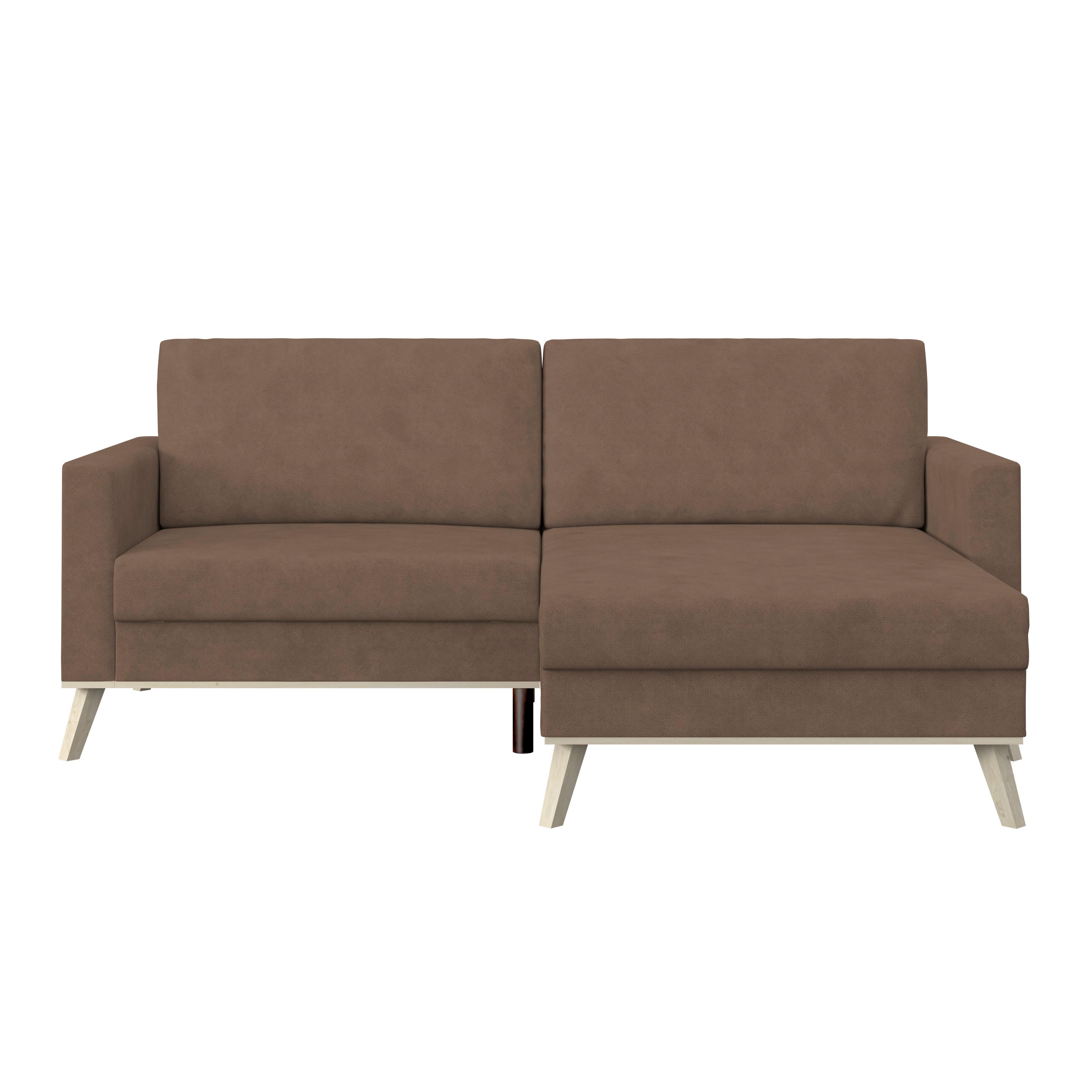 Ecksofa Carini - Hellbraun/Eichefarben, Basics, Textil (222/152cm)