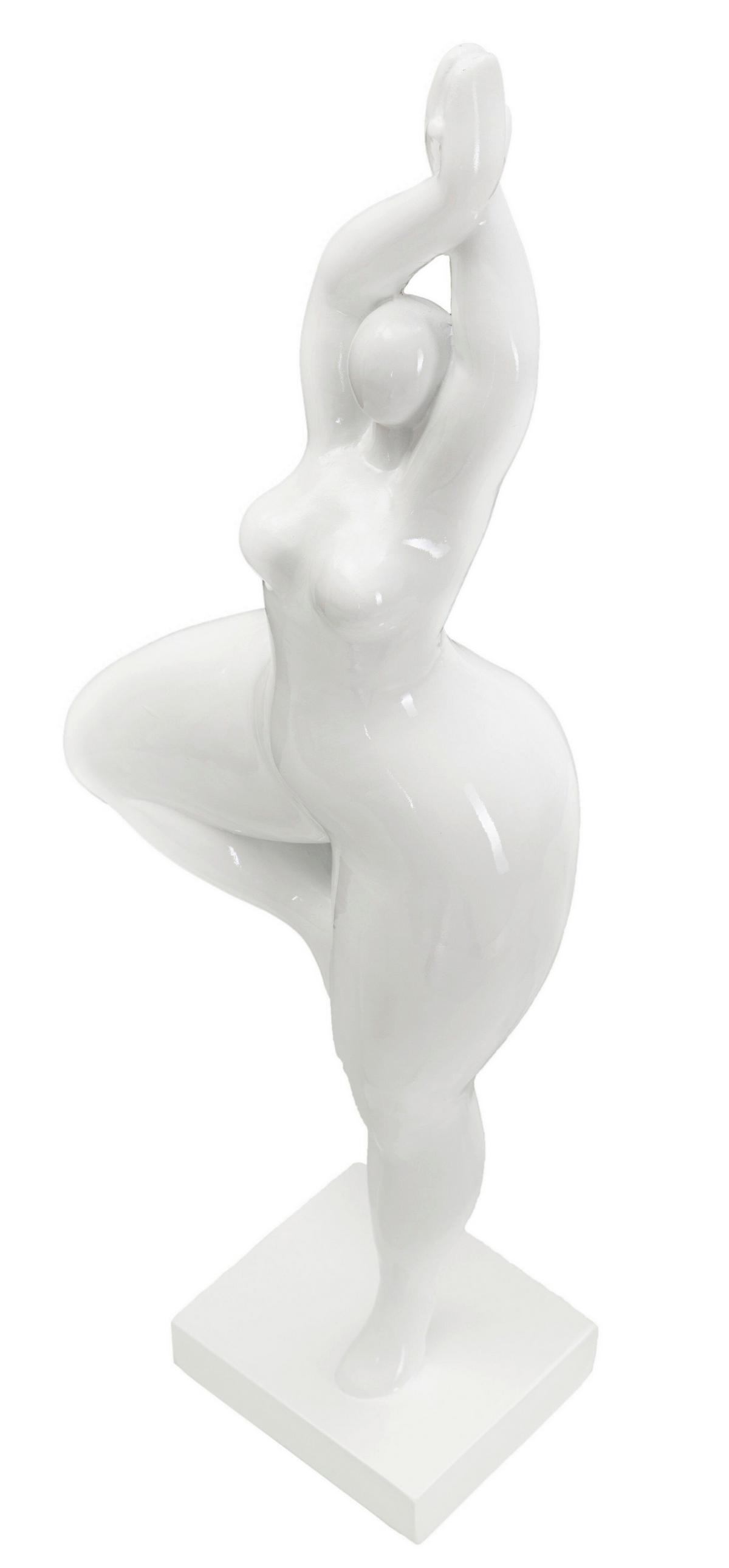 Skulptur Woman Yoga Weiß, B: 16 cm - Weiß, Basics, Kunststoff (16/45,8/9cm)