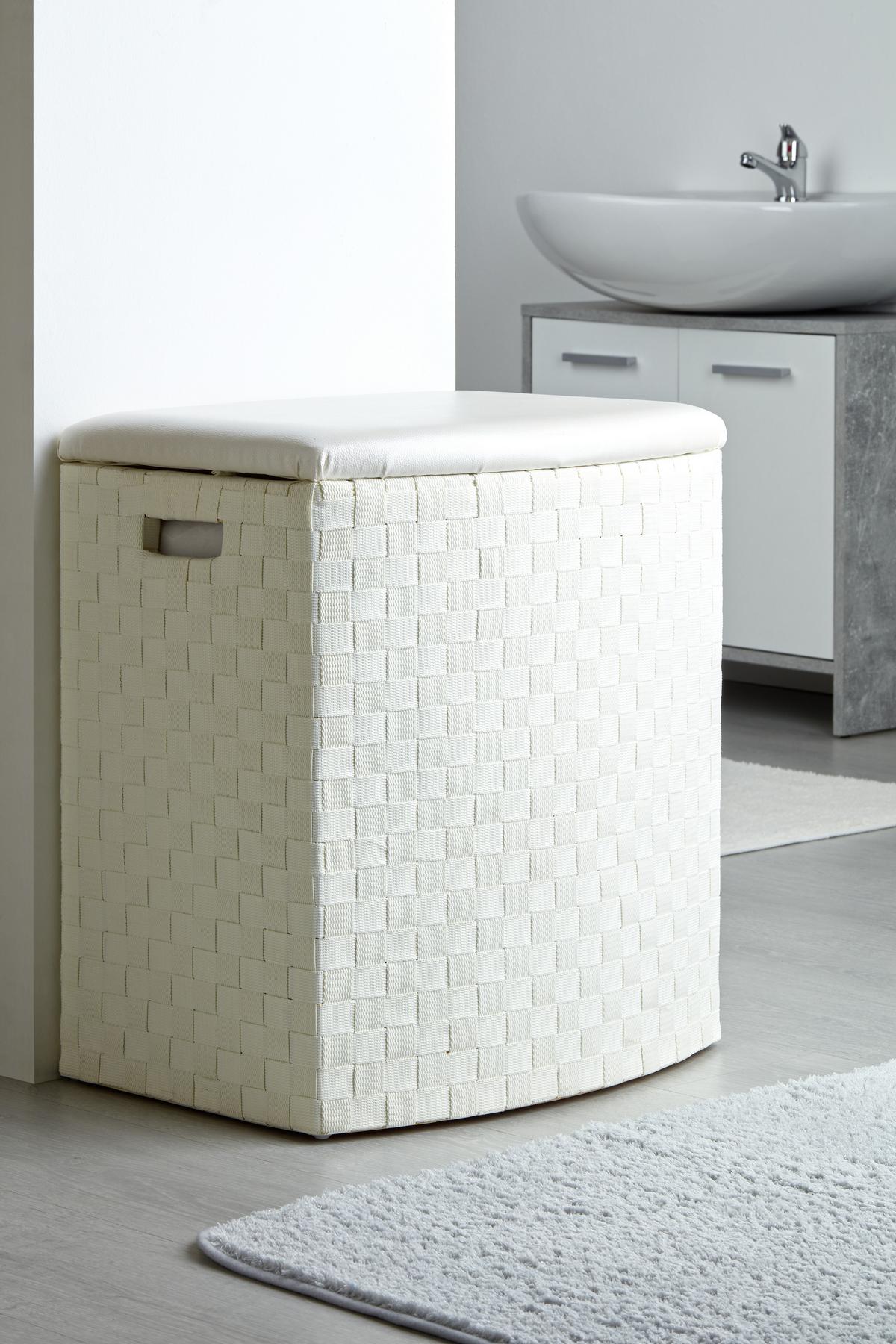 Wäschetonne Ghada L Weiß LxBxH: 49,5x37x56 cm - Weiß, KONVENTIONELL, Textil (49,5/37/56cm) - Luca Bessoni