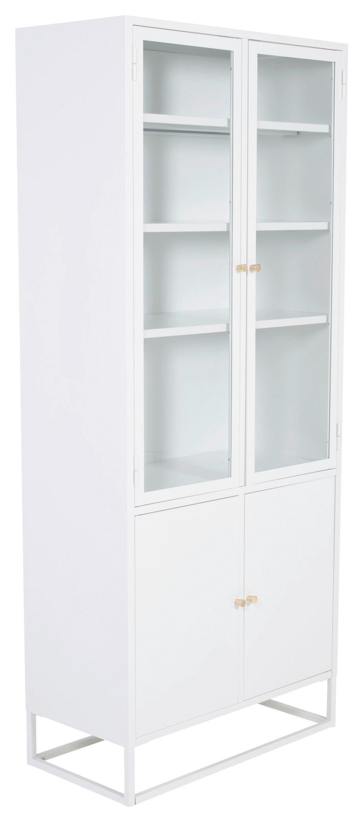 Vitrine Bakal - Weiß, Design, Glas/Metall (80/190/41cm) - Livetastic
