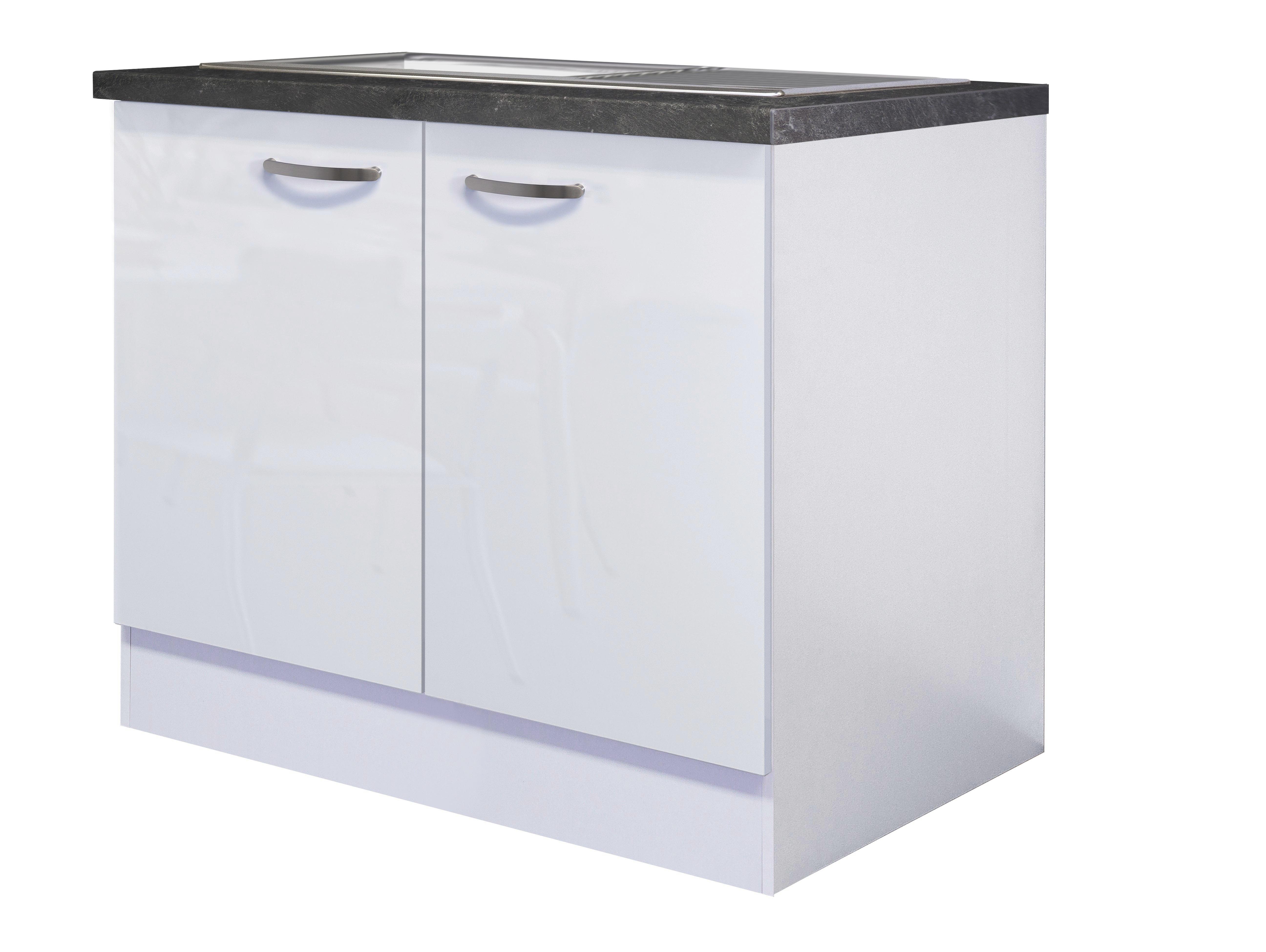 Spülenunterschrank Alba  Dspu 100 Es - Weiß, MODERN, Holzwerkstoff (100/86/57cm)