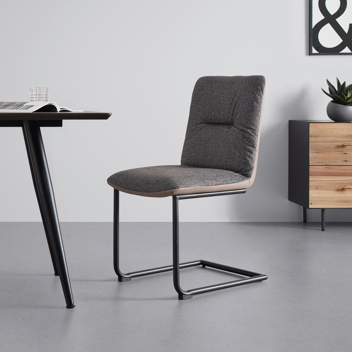 Židle SARAH šedá/hnědá - šedá/černá, Moderní, kov/dřevo (49/88/59cm) - Bessagi Home