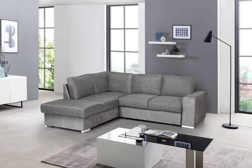 Ecksofa mit Schlaffunktion Eddi inkl. Bettkasten Grau - Chromfarben/Grau, KONVENTIONELL, Textil (213/248cm) - MID.YOU