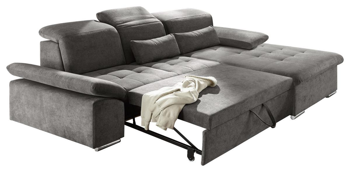 Rohová sedačka WAYNE LC - barvy stříbra/tmavě šedá, Konvenční, kompozitní dřevo/textil (276/188cm) - MID.YOU