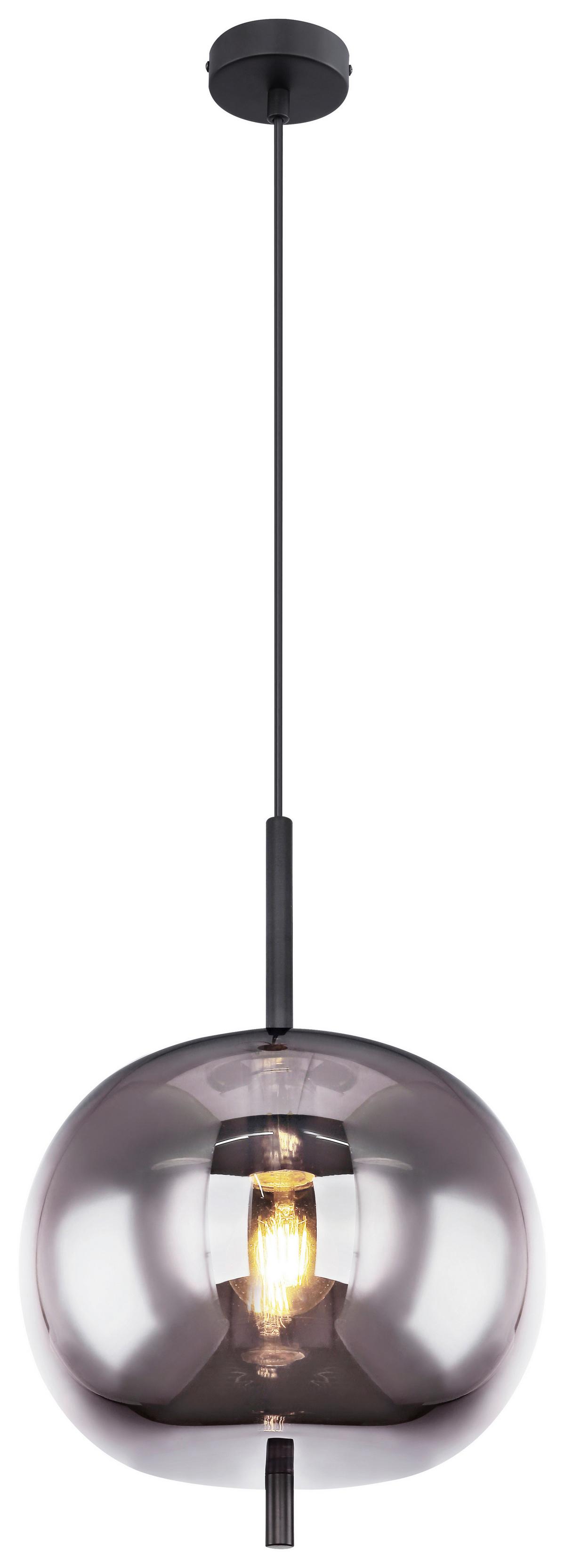 Hängeleuchte Blacky H: 120 Cm 1-Flammig, Mit Rauchglas - Schwarz, Basics, Glas/Metall (30/120cm) - Globo