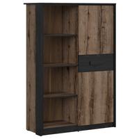 Highboard Kassel Cabinet - Eichefarben/Schwarz, Design, Holzwerkstoff (100/145/41cm)