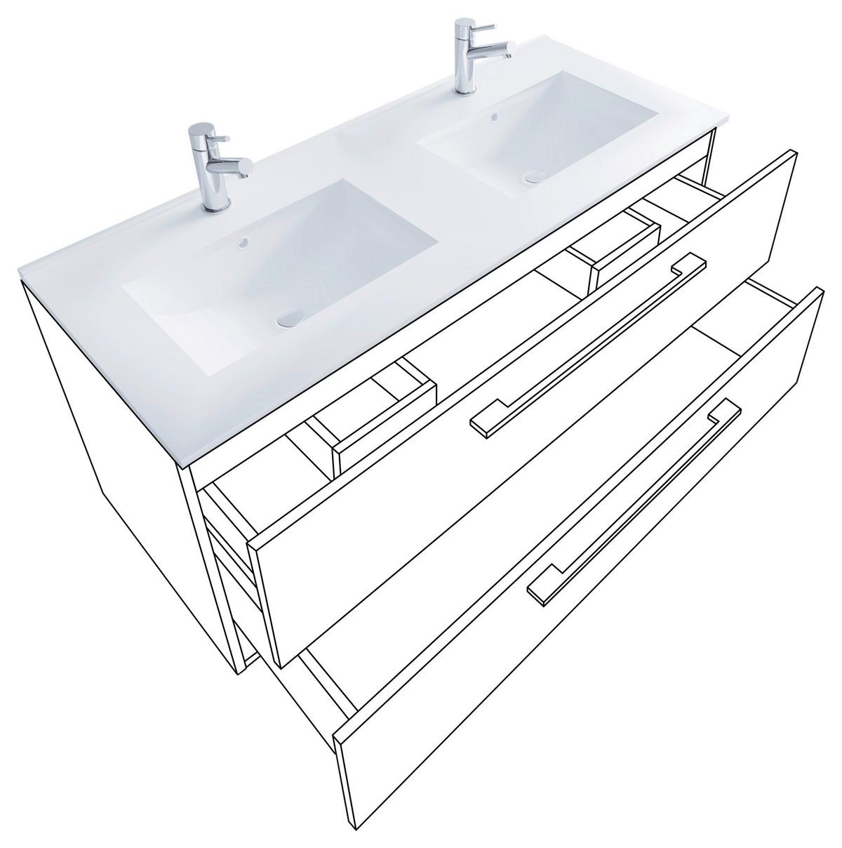 Badezimmer Budasi Honigeiche B: 111 cm - Honigeiche/Weiß, MODERN, Keramik/Holzwerkstoff (145cm) - MID.YOU