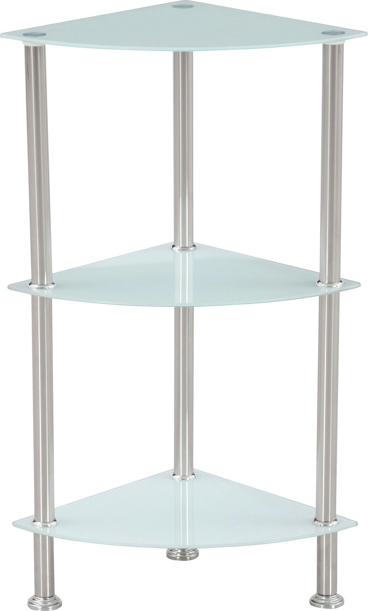 Eckregal mit Glasfächern Glare B 30cm, Edelstahl/Weiß - Edelstahlfarben/Weiß, MODERN, Glas/Metall (30/70/30cm) - Luca Bessoni