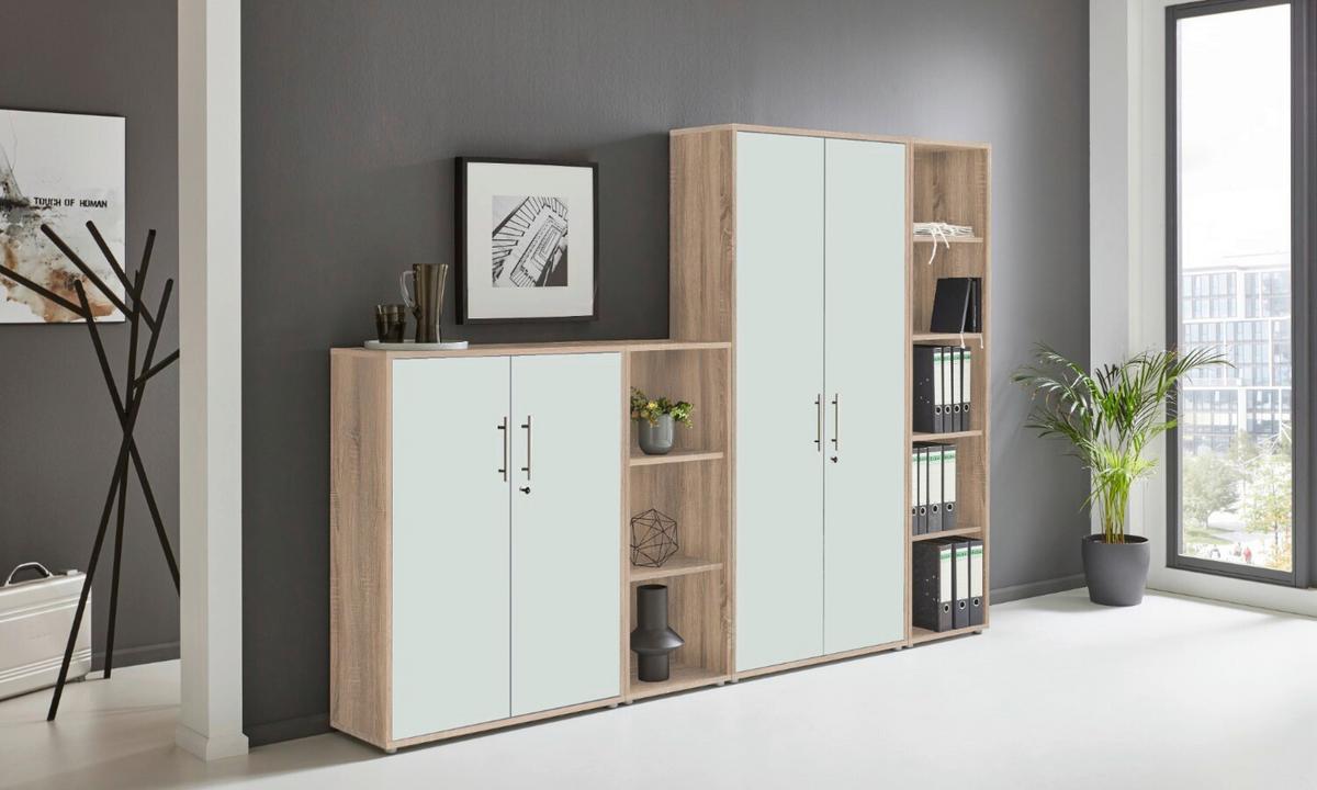 Büro Office Edition Mini Sonoma Eiche Dekor/weiß - Weiß/Sonoma Eiche, MODERN, Holzwerkstoff/Metall - MID.YOU