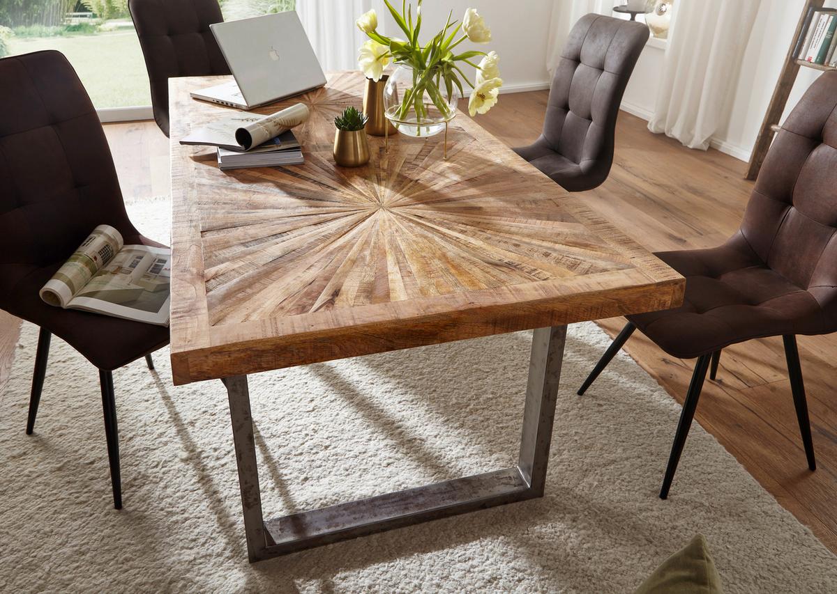 Esstisch Wl5.949 - Silberfarben/Braun, Design, Holz/Metall (200/100/76cm) - MID.YOU