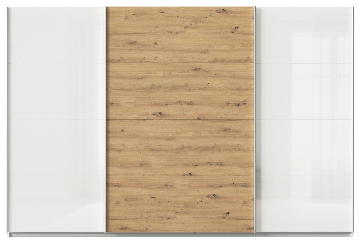 Schwebetürenschrank B: 315cm Feldkirch Weiß/Eiche Dekor - Weiß Hochglanz/Eiche Artisan, MODERN, Holzwerkstoff (315/210/62cm)
