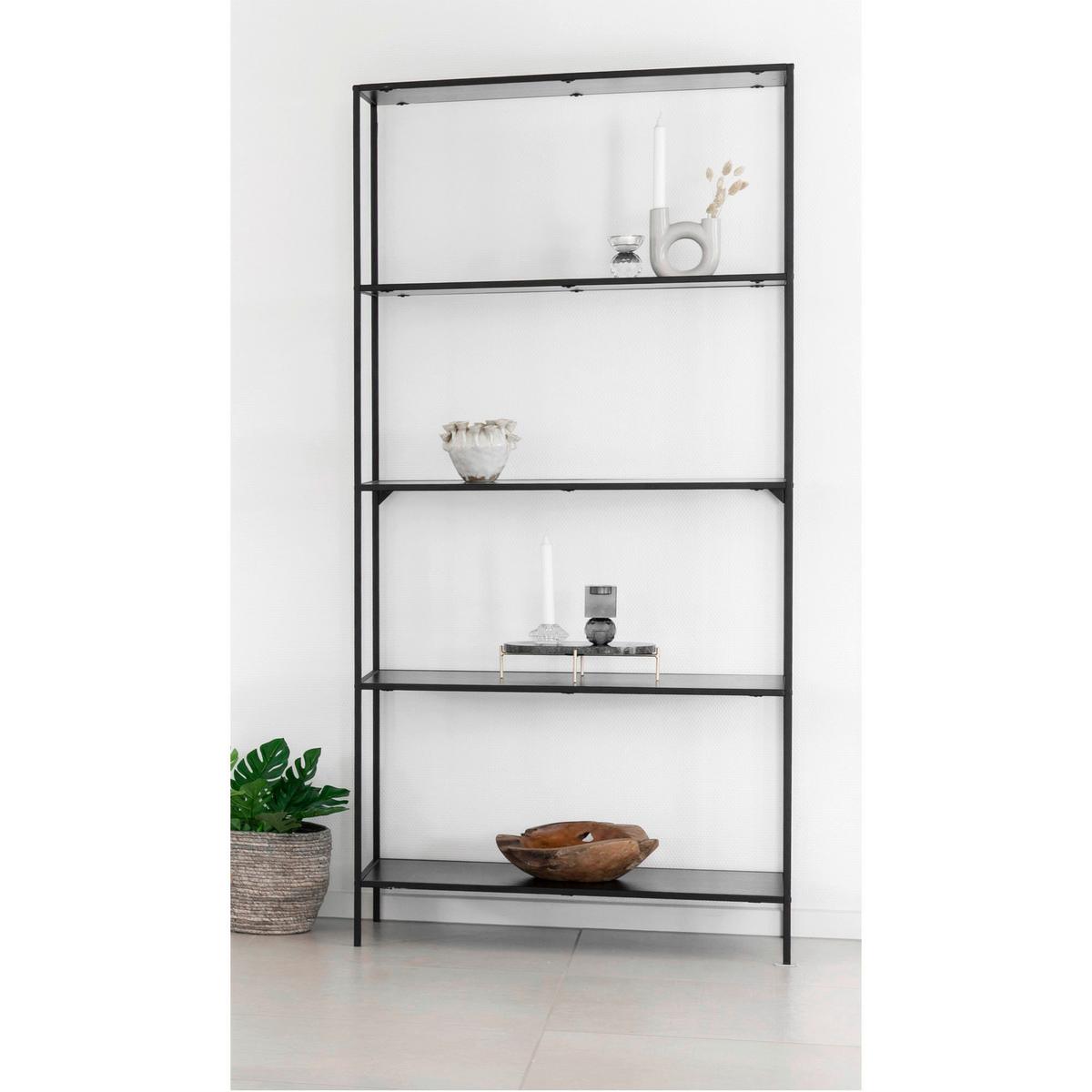 REGAL Vita, Schwarz B: 80 cm - Schwarz, Design, Holzwerkstoff/Metall (80/170/36cm) - MID.YOU