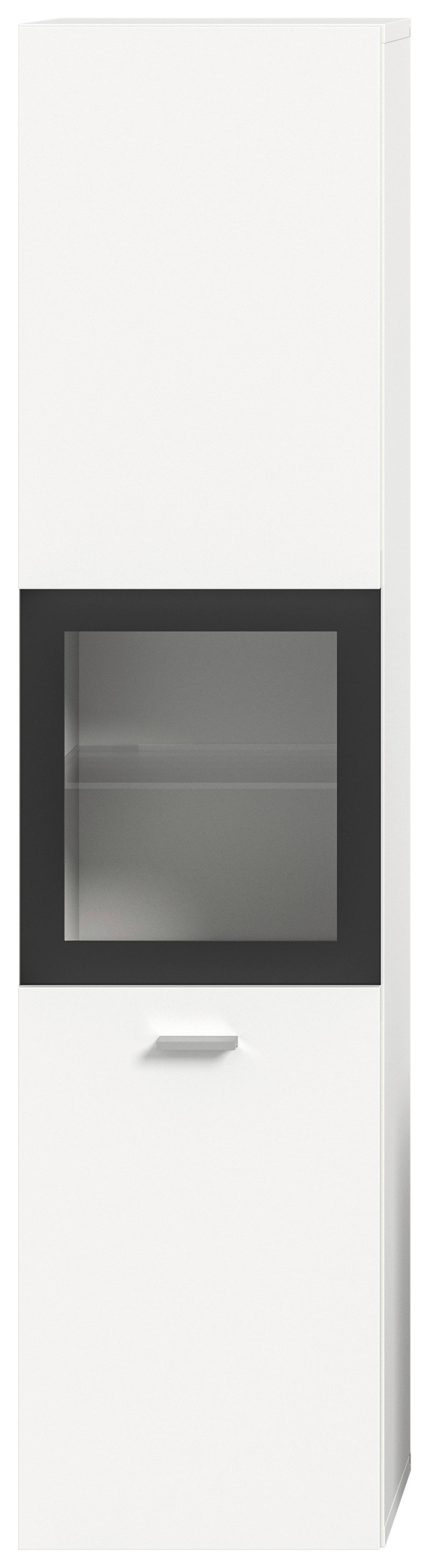 Midischrank Boston Weiß B: 30 cm - Silberfarben/Weiß, MODERN, Glas/Holzwerkstoff (30/125/29cm) - MID.YOU
