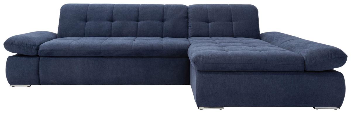 Ecksofa Mit Armteilverstellung Moric Dunkelblau Mikrofaser - Chromfarben/Dunkelblau, KONVENTIONELL, Textil (172/300cm) - MID.YOU
