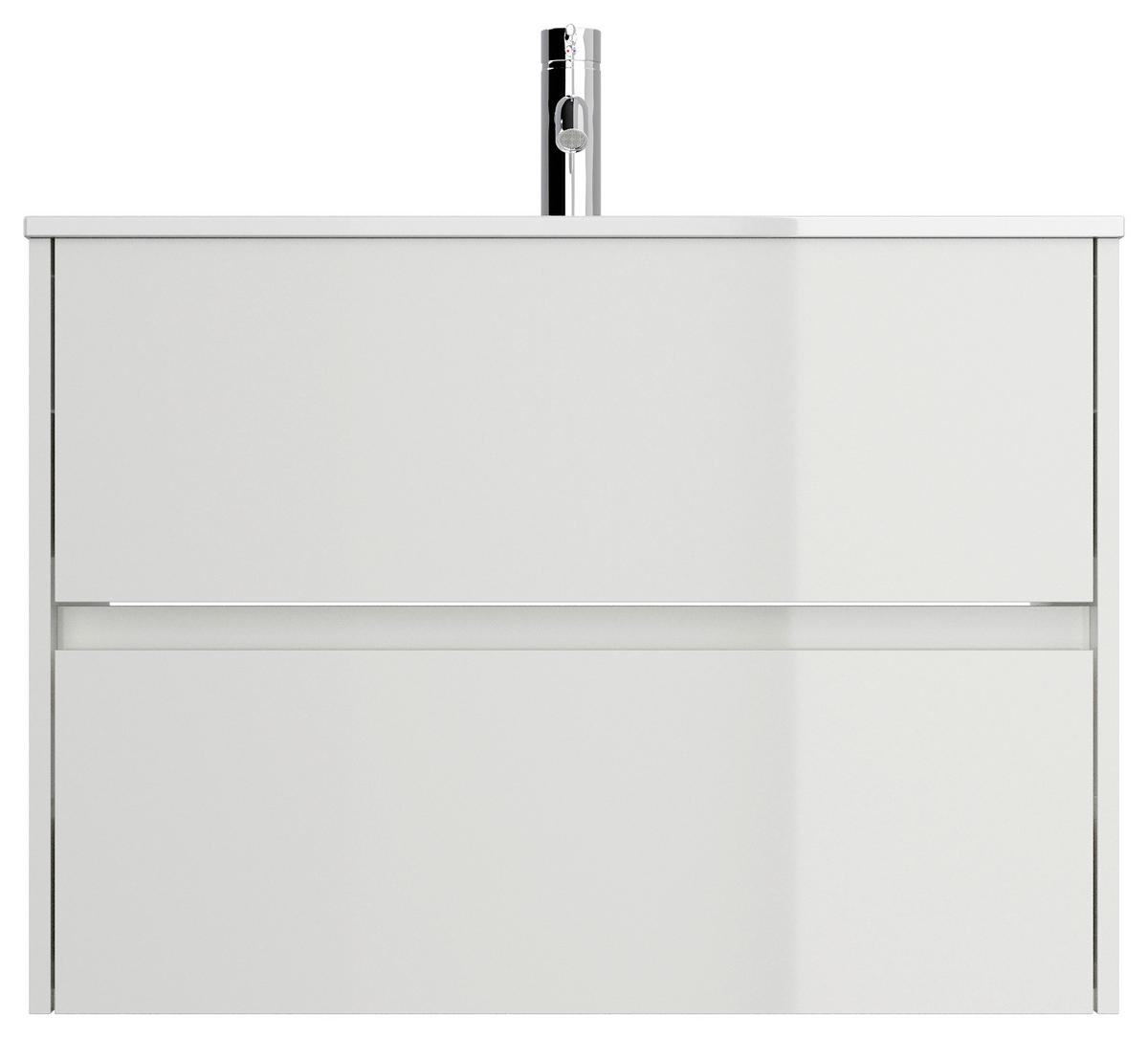 Waschtischkombi Limes Weiß Hg B: 81 cm - Weiß Hochglanz/Weiß, MODERN, Keramik/Holzwerkstoff (81/58,7/46,5cm) - MID.YOU