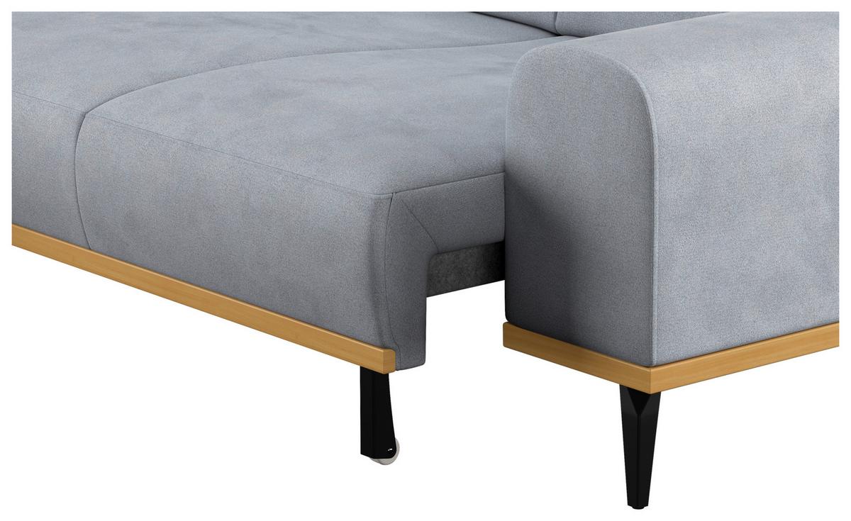 Ecksofa Hellgrau Mit Sitzvorzug S: 157x244 Cm - Hellgrau/Schwarz, KONVENTIONELL, Textil (157/244cm) - Cotta