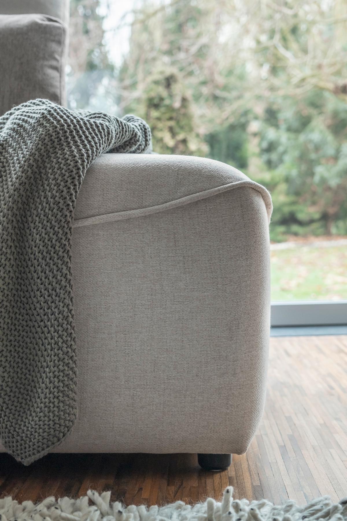 Rohová sedačka HOLLY L, oboustranná, béžová/tm.béžová - černá/béžová, Design, dřevo/textil (257/93/210cm)