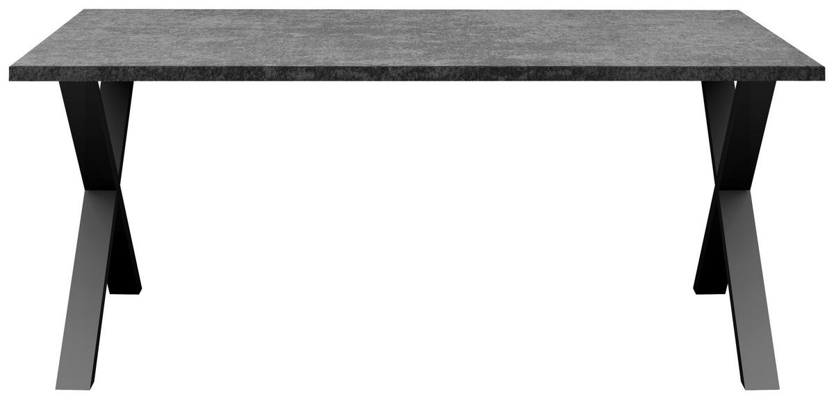 Esstisch Alex Graphitfarben, Schwarz - Schwarz/Graphitfarben, MODERN, Holzwerkstoff/Metall (180/90/78cm) - Livetastic