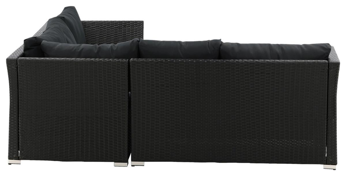 Loungegarnitur 4-tlg Haiti Aus Kunststoff Mit Kissen - Schwarz, KONVENTIONELL, Kunststoff - Gardenson