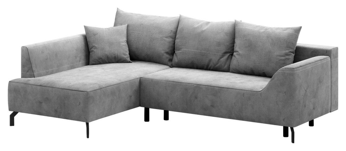 Eckschlafsofa Asolo Hellgrau S: 167x273 Cm - Hellgrau/Schwarz, Design, Textil (167/273cm) - MID.YOU