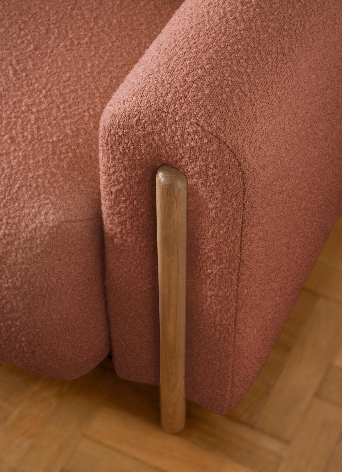 Schlafsofa Arcadova Hellrot B: 244cm - Eichefarben/Hellrot, Design, Textil (244/97/97cm) - MID.YOU