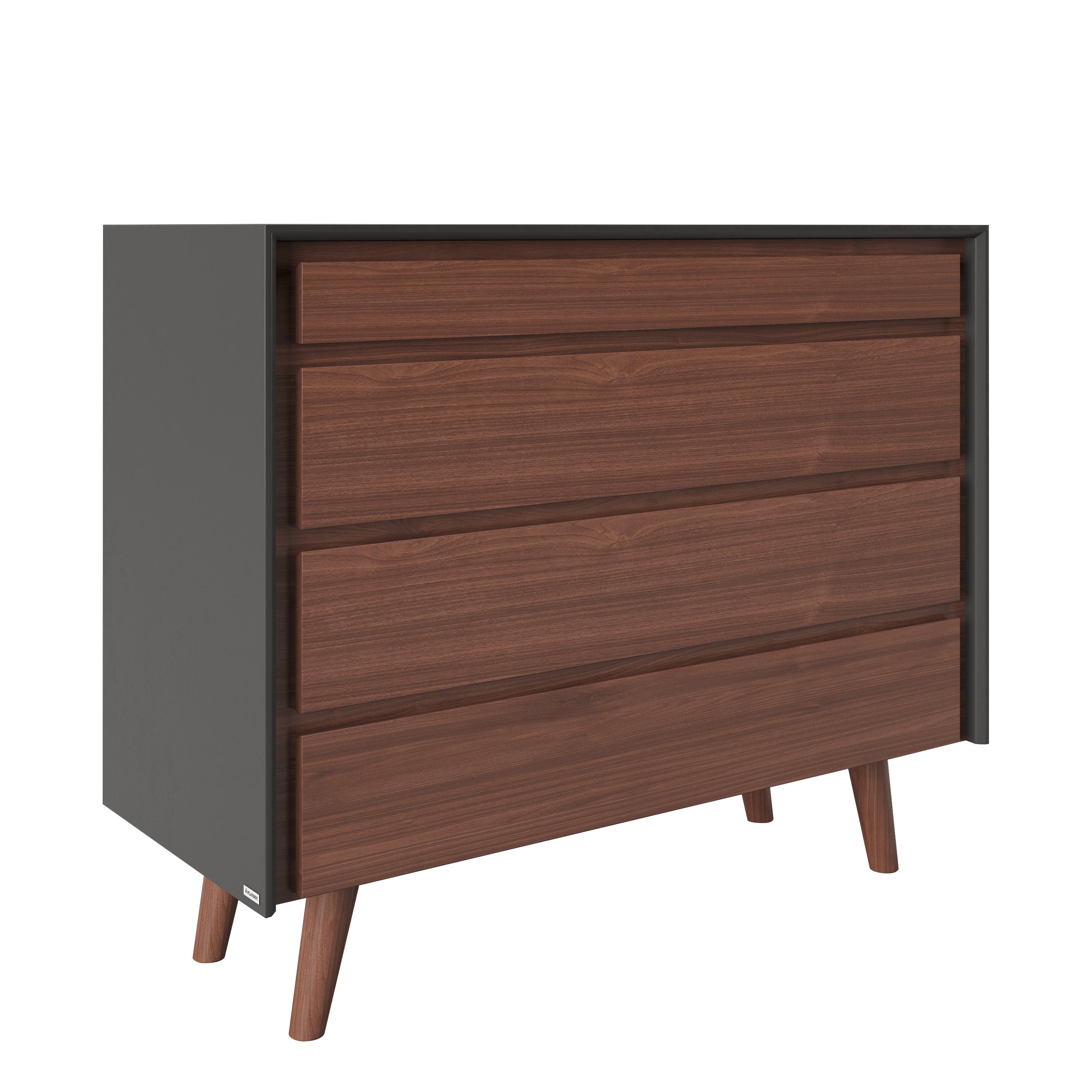 Kommode B 100 Cm Victoria, Walnussfarben/grau - Walnussfarben, KONVENTIONELL, Holzwerkstoff (100/92/42cm) - Playboy